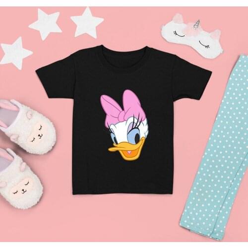 Disney Kids Top Clothes Summer New Products Kawaii Printing Daisy Black White T-shirts Dropship Four Seasons O-Neck Korean Style