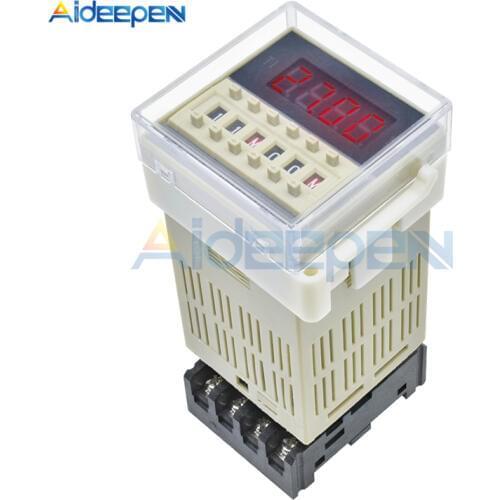 DH48S-S 0.1s-990h AC 110V 220V DC 12V 24V Repeat Cycle SPDT Programmable Timer Time Switch Relay With Socket Base DH48S Din Rail