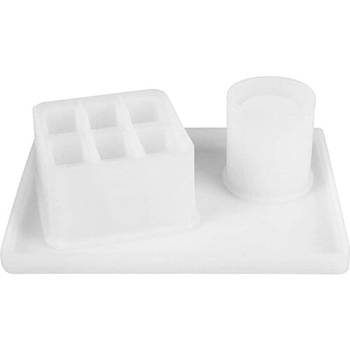 Resin Casting Molds, Pen Holder Makeup Storage Box Silicone Molds with 9-Slot Mold,Cylinder,Tray for DIY Crafts Making
