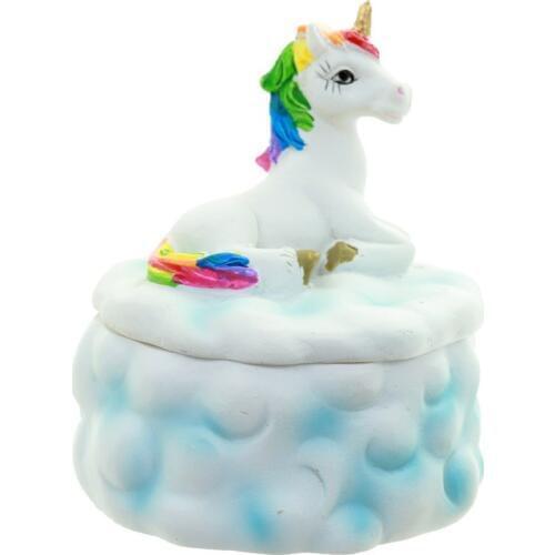Collectible Rainbow Unicorn Cloud Trinket Box Fairy Horse Jewel Case Jewellery Box Cloud Keepsake Box with Fairytale Unicorn Lid