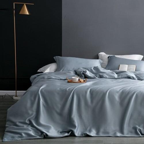 SISISILK Luxury Beauty 100% Silk Gray Bedding Set 25 Momme Silk Healthy Skin Duvet Cover Bed Linen Single Double Queen King Set