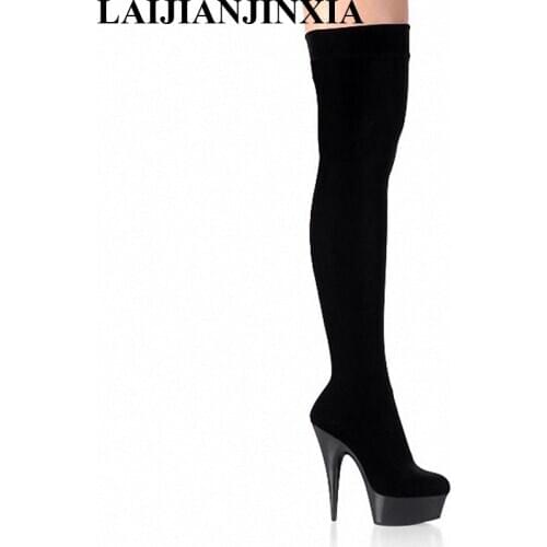 LAIJIANJINXIA Hot Selling 15cm High Heel Boots For Woman Sexy Night Club Wearing Over the knee boots Zip gladiator boots