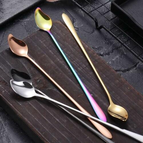Long Handle Stainless Steel Stirred Spoon Titanium Gold ice cream Spoon Coffee Mixing Spoon Dinnerware Kitchen Accessories Tools
