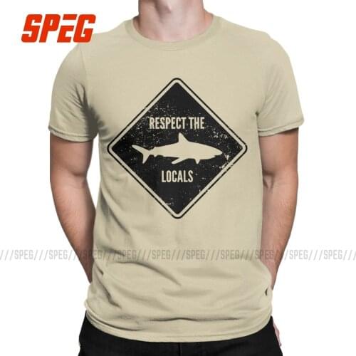 Shark Diving Scuba Diver T-Shirt Men Respect The Locals Funny Cotton Tee Shirt O Neck Short Sleeve T Shirts Summer Clothes