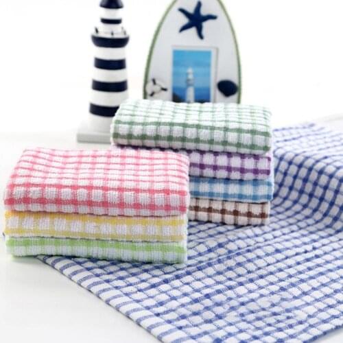 Soft Plaid Absorbent Kitchen Table Dishcloth Cotton Cleaning Cotton Tea Towel