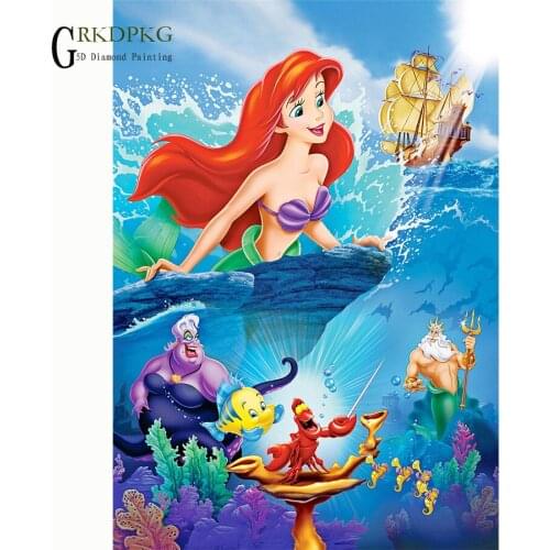 GRKDPKJ 5d diy diamond painting Little mermaid accessories pictures of rhinestones Full square diamond painting Wedding decorati
