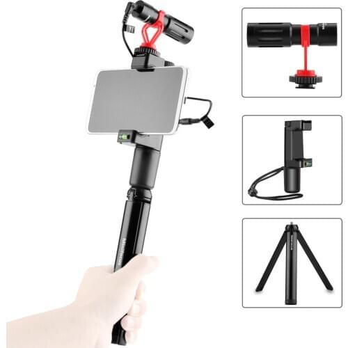 Smartphone Vlog Kit Video Rig with Shotgun Video Microphone Mini Tripod Phone Grip Holder for YouTube Filming Live Vlogging kit
