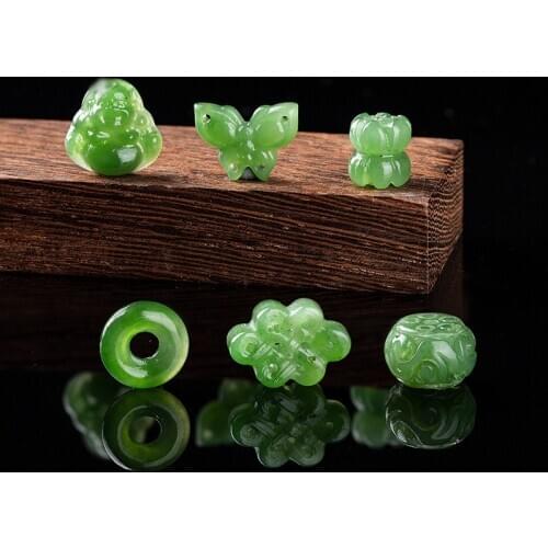 Natural Hetian Jade Nephrite Carved Maitreya Buddha butterfly Chinese Knot Pendant DIY Jewelry Accessories 1 pc