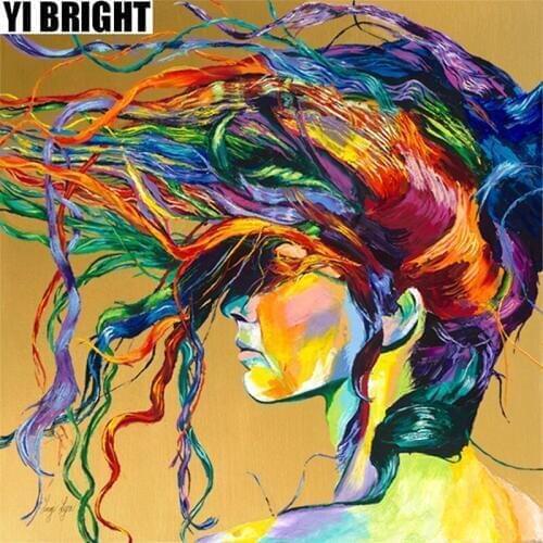 NEW DIY Diamond Painting Diamond Painting "Abstract Colorful Hair Women" Needlework Crafts Full Diamond Embroidery Home Decor GT