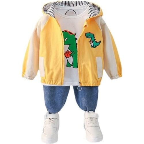 New Autumn Baby Boys Girls Clothes Children Cartoon Hooded Jacket T-Shirt Pants 3Pcs/Sets Toddler Sports Costume Kids Tracksuits