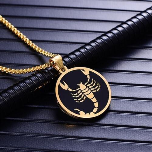 Scorpio 12 Constellations Necklace For Men/Women Birthday Gifts Gold Color Stainless Steel Amulet Pendant Zodiac Sign Jewelry