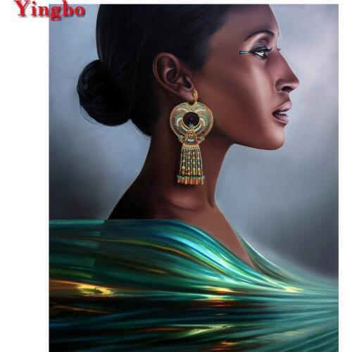 Full square Round 5D DIY Diamond painting African woman Diamond embroidery portrait Cross stitch New Year Gift mosaic paintings