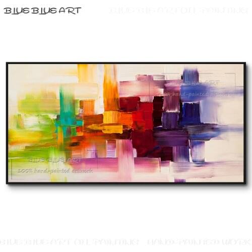 Professional Artist Hand-painted Gorgeous Abstract Knife Painting Rectangle Big Thick Paints Abstract Colorful Acrylic Painting