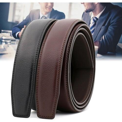Hot Sales Business Mens Soft Faux Leather Belt No Buckle Wide Band Replacement Waistbelt