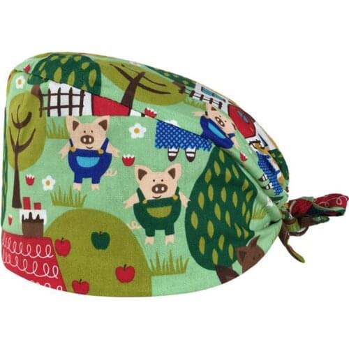 Unisex scrubs caps Adjustable cotton tooth printing hats High Quality sweat-absorbent Elastic multicolor hats calot chirurgien