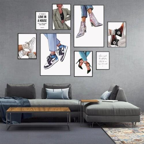 Nordic Fashion Girl High Heels Shoes Quote Canvas Painting Wall Art Prints Poster Wall Pictures For Home Room Decor (No Frame)