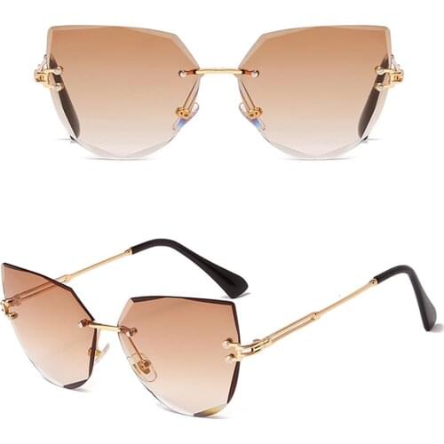 Rimless Cat Eye Sunglasses Luxury Brand Design Women Metal Sun Glasses Fashion Lady Shades Uv400 Eyewear Oculos Gafas De Sol New