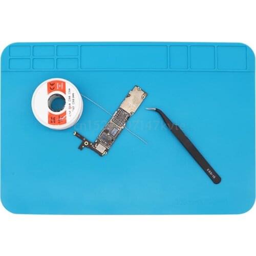 Heat Insulation Working Mat Silicone Repair Mat Electric Soldering with Screw Positioning and Accessory Slots Efficient
