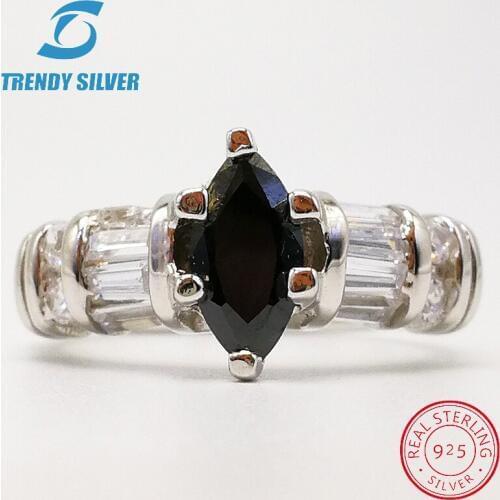 Vintage rings silver real 925 sterling jewelry for women rose gold with stone zircon solid elegant