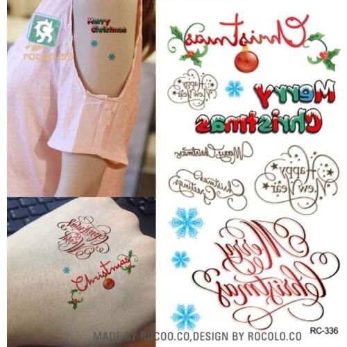 Waterproof Temporary Tattoo sticker english Merry Christmas tatto stickers flash tatoo fake tattoos