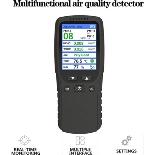 High-precision Formaldehyde Tester Air Quality Monitor Air Pollution Meter Micro Dust Tester PM2.5/PM1.0 /PM10 TVOC Detection