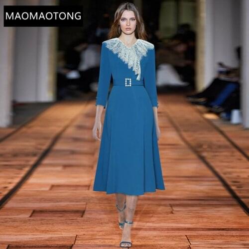 Womens Clothing Womens ClothingFashion Dress Spring Women DressV-neck Lace Lace-up High Street Simplicity Comfortable Dresses