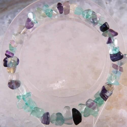 Fashion Jewelry Gift Bangle For Women Natural Gree Fluorite Stone Chip Beads Cord Stretch Bracelet 8" 1Pcs H1403