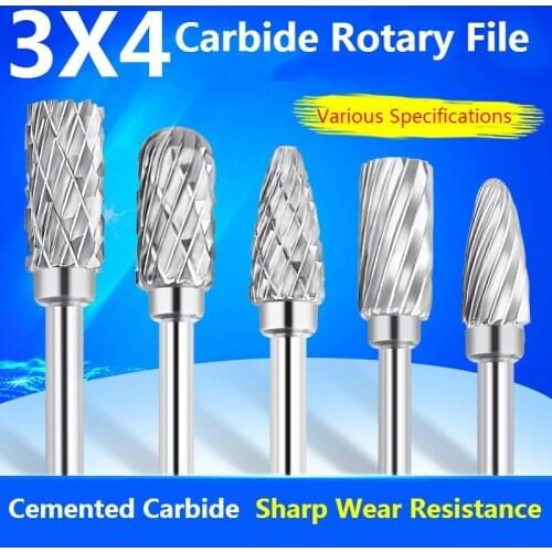10pcs/lot Tungsten Carbide Rotary Burrs 3mm Rob Head 3-4mm DIY Milling Cutter Tungsten Carbide Burr Dremel Tools