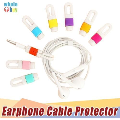 1000pcs/lot on Sale Mini Portable Cute Silicone Digital Earphone Cable Protector Protective Sleeves Cable Winder for Iphone HTC