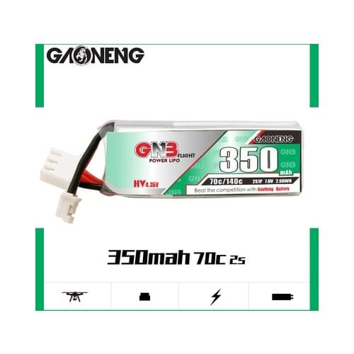2/4PCS Gaoneng GNB 350mah 2S 7.6V 70C/140C HV Lipo Battery PH2.0 or XT30 Plug for Emax Tinyhawk S Four axis Indoor FPV Drones
