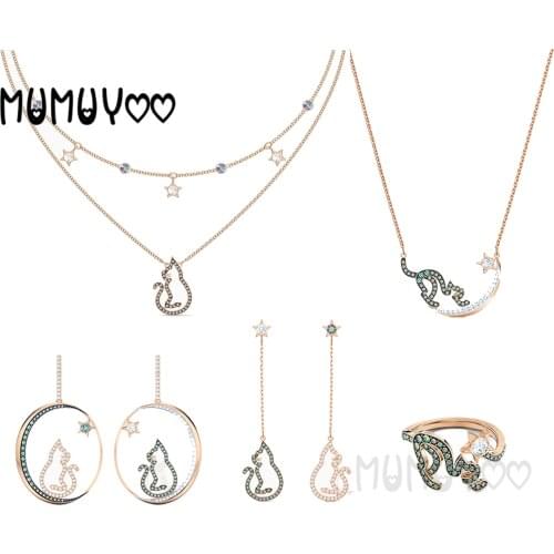 2020 SWA 1:1 Fashion Jewelry New Star Cat Series decorated in the Charming Night Sky Women Necklace Romantic Jewelry Gifts