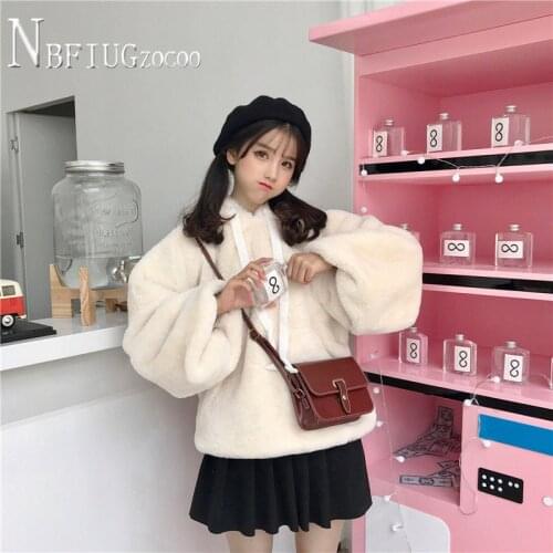 2020 Winter Korean Harajuku Bf Style Loose Women Sweatshirts Students Thick Hooded Female Fluff Sweatshirt