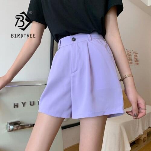 2021 Summer Elegant High Waist Shorts Women Casual Solid Wide Leg Loose Cotton Suit Short Pants Girls B18593X