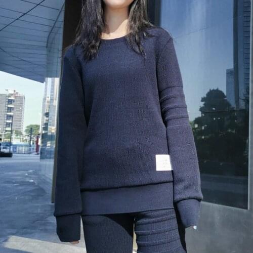 2021 Fashion TB THOM Brand Pullovers Clothing Cotton Solid Over Size Jacket Women Sweatshirts O-Neck Slim Casual Sportswear Coat