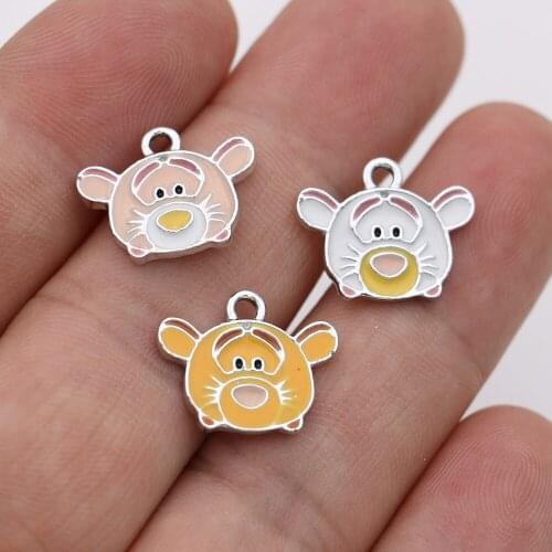 5Pcs Enamel Gold Pink Tiger Dog Charms Pendant for Jewelry Making Earrings Bracelet Necklace Accessories DIY Craft Findings