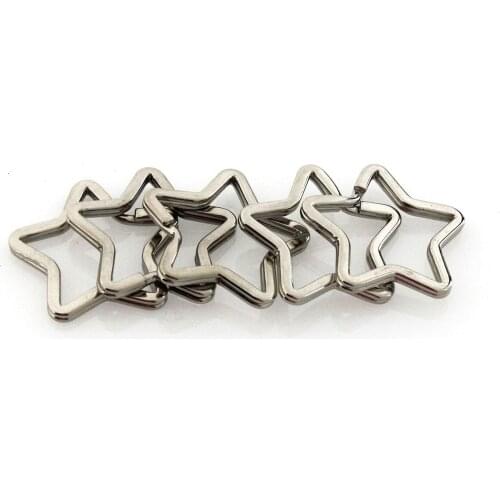 5pcs Metal Heart Star Shape Split Rings Double Loop Keyring Fashion Special Keychain Keys Holder DIY Leather Craft Hardware