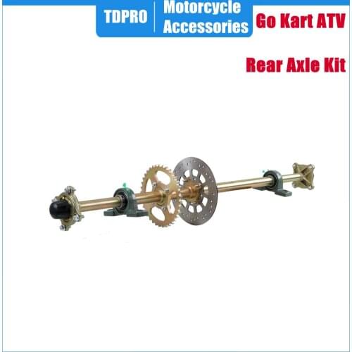 Karting DIY Accessories 1120mm Go Kart ATV Rear Propeller Shaft Axle With 530 Chain Sprocket 220mm Brake Disk 4 Bolt Hub