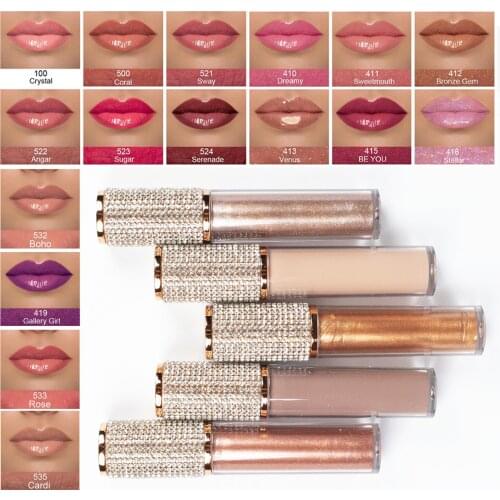 Diamond Makeup Lipgloss Shiny Nude High Pigment Long Lasting Glossy Moisturizing Lip Gloss Custom Private Label