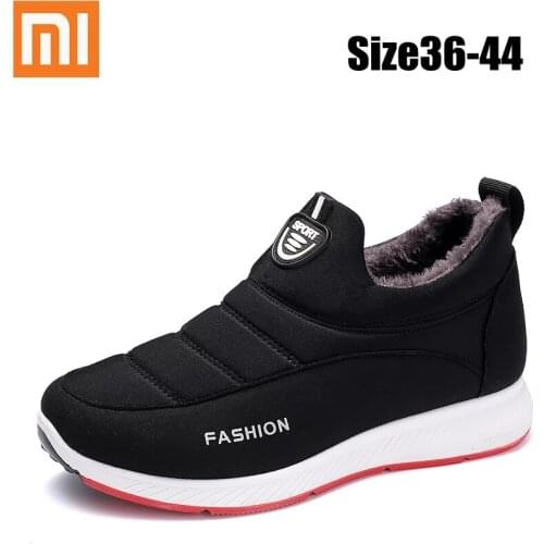 Xiaomi Women Snow Boots Shoes Warm Plush Fur Ankle Boots Winter Female Slip On Flat Casual Shoes Waterproof Women Sneakers