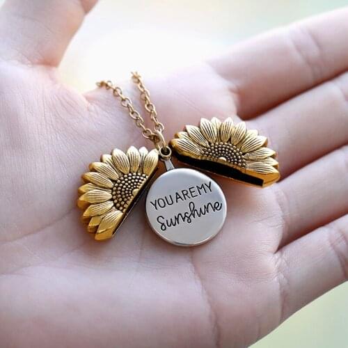 Sunflower Necklace For Women Girl Stainless Steel Chain You Are My Sunshine Pendant Necklaces Female Birthday Gift 2021