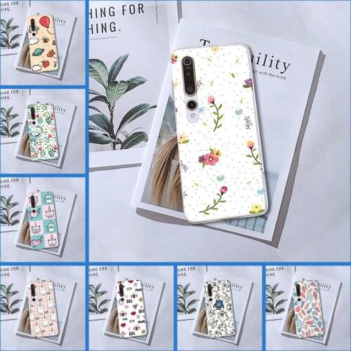 For Xiaomi Mi 10 Lite Pro Youth Play Phone Case Pretty Flower Cute Cat Soft Silicone Back Cover For Xiaomi Mi Note 10 Lite Pro