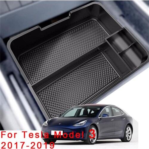 For Tesla Model 3 auto Accessories Car Central Armrest Storage Box Black Auto Container Glove Organizer Case 2017 2018 2019