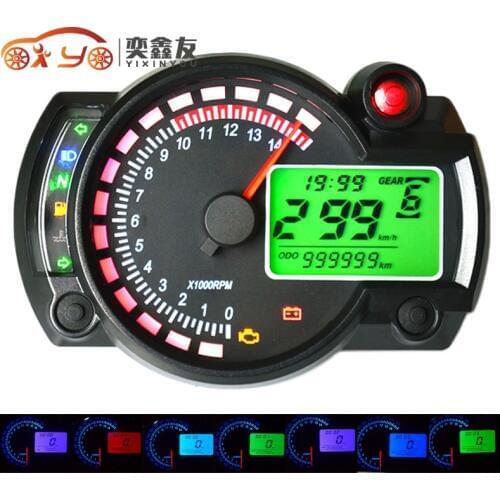 Motorcycle Digital speedometer LCD Gauge Speedometer Tachometer Odometer motorbike instrument 7 color display oil level meter