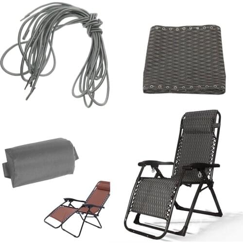 Breathable Sling Chair Replacement Fabric Cloth Headrest Cushion & Laces for Outdoor Beach Patio Lounger