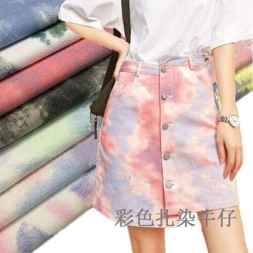 Thick Colorful Denim Fabric Cotton Twill Tie Dyed After Washed Jeans Fabrics For Dress Skirt Suits DIY Patchwork Telas 100X150cm