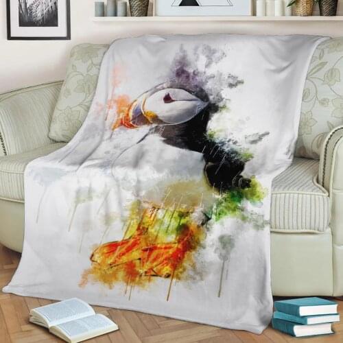 Atlantic Puffin Flannel Throw Blanket 3D Printed Keep Warm Sofa Child Blanket Home Decor Textiles Dream Family Gift