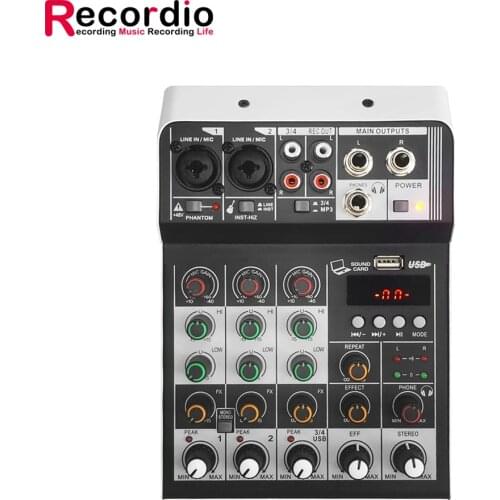 GAX-MF4 DJ mixer usb 4 Channels mixer console Best Price Audio Mixer Mini Family KTV 48v USB/BT Effects Record
