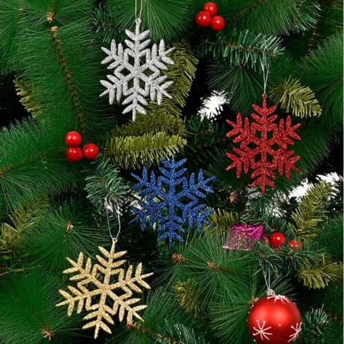 4/6Pcs/lot Glitter Artificial Flowers For Christmas Tree Decoration Poinsettia Christmas Ornaments Home Wedding Xmas Party Decor