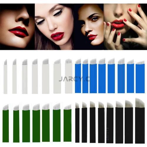 Jarcy.C New 200Pcs/Set Microblading 0.18mm 9 11 12 14 16 18 Pins U-Shaped Permanent Makeup 3D Eyebrow Flex Tattoo Needle Blade