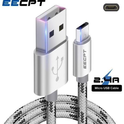 EECPT Micro USB Cable 2.4A Phone USB Charger Cable Fast Charging Wire Data Sync Microusb Cord for Android Samsung S7 S6 Xiaomi